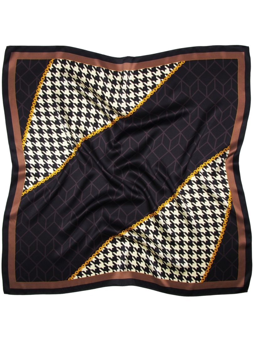 AD-002 Apaszka jedwabna drukowana, pepitka, 88x88 cm